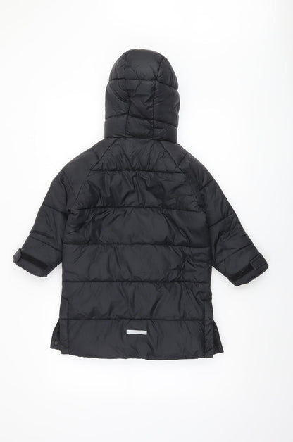 ZARA Girls Black Long Hooded Puffer Coat 6 Years Winter Quilted Jacket