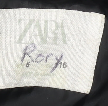 ZARA Girls Black Long Hooded Puffer Coat 6 Years Winter Quilted Jacket