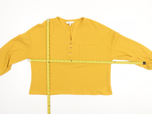Womens UK Size 14 Apricot Yellow Basic Blouse