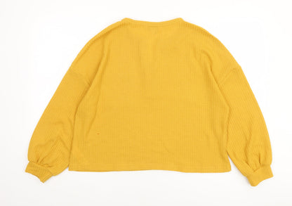 Womens UK Size 14 Apricot Yellow Basic Blouse