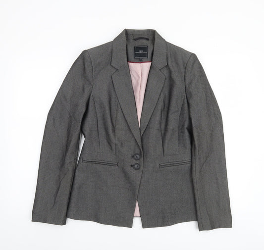 Next Women Grey Regular Fit Tailored Two-Button Blazer Size 10