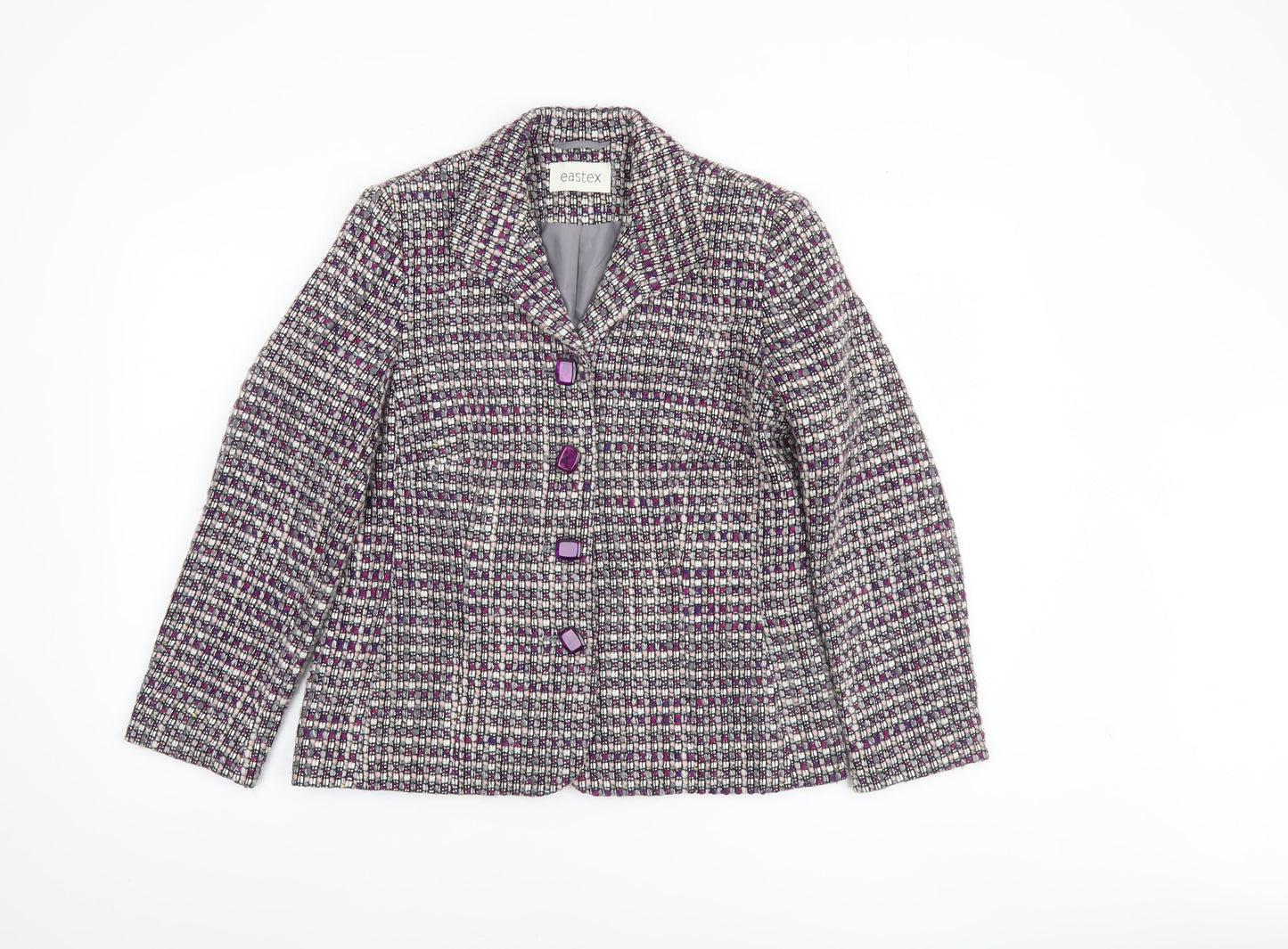 Eastex Women's Purple Tweed Wool Blend Single-Breasted Blazer Size 10