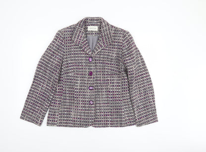 Eastex Women's Purple Tweed Wool Blend Single-Breasted Blazer Size 10