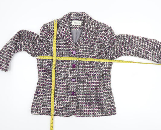 Eastex Women's Purple Tweed Wool Blend Single-Breasted Blazer Size 10