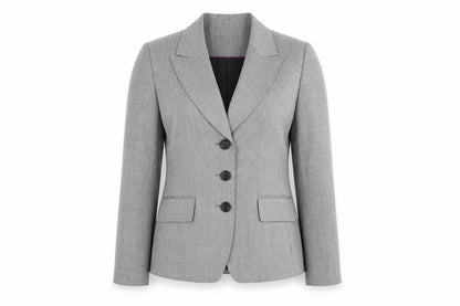 Front view of TM Lewin Woman Grey Wool Single-Breasted Blazer, size 8