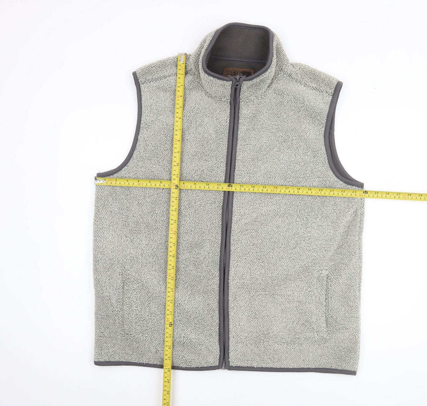 Arctic Storm Mens Grey Fleece Waistcoat L Full Zip Pockets