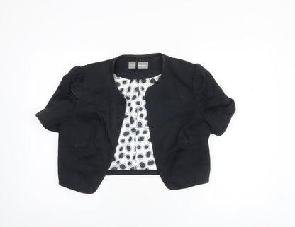 Marks and Spencer Women Black Short Sleeve Cropped Suit Jacket UK 14