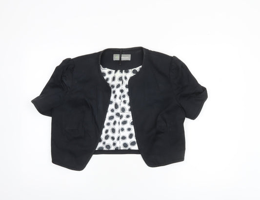 Marks and Spencer Women Black Short Sleeve Cropped Suit Jacket UK 14