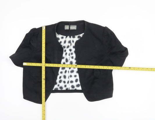 Marks and Spencer Women Black Short Sleeve Cropped Suit Jacket UK 14