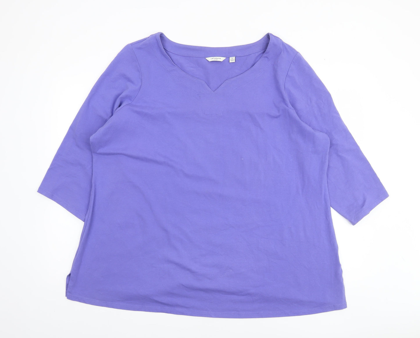 Liz Claiborne Women’s Purple 3XL V-Neck 3/4 Sleeve Jersey Cotton Blend Top