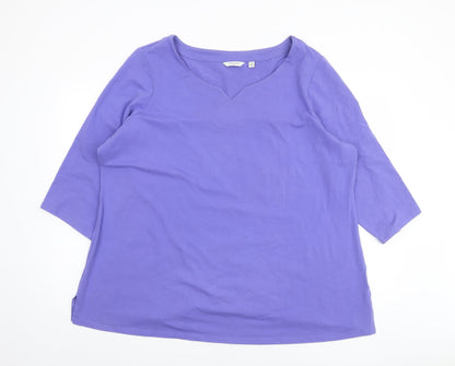 Liz Claiborne Women’s Purple 3XL V-Neck 3/4 Sleeve Jersey Cotton Blend Top