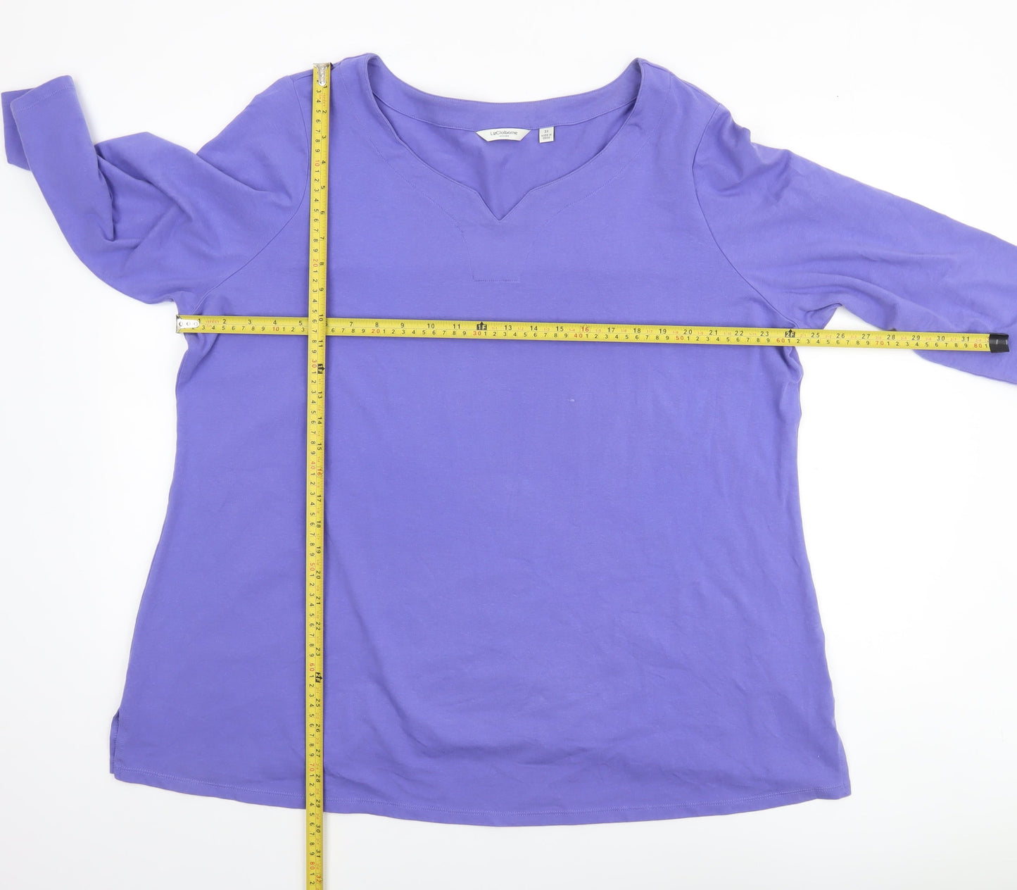 Liz Claiborne Women’s Purple 3XL V-Neck 3/4 Sleeve Jersey Cotton Blend Top