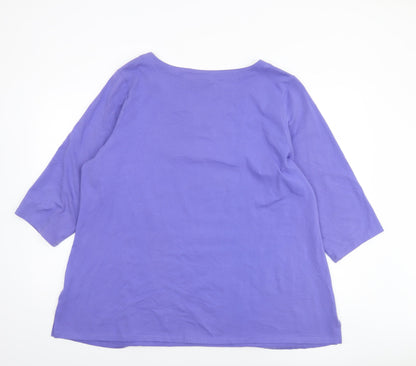 Liz Claiborne Women’s Purple 3XL V-Neck 3/4 Sleeve Jersey Cotton Blend Top