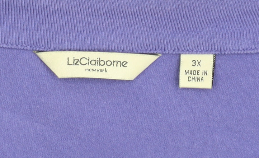 Liz Claiborne Women’s Purple 3XL V-Neck 3/4 Sleeve Jersey Cotton Blend Top