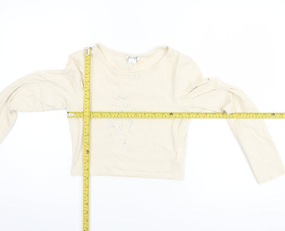 Womens UK Size M Monki Beige Cropped T-Shirt