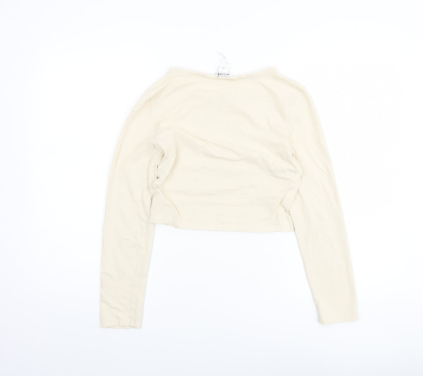 Womens UK Size M Monki Beige Cropped T-Shirt