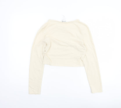 Womens UK Size M Monki Beige Cropped T-Shirt