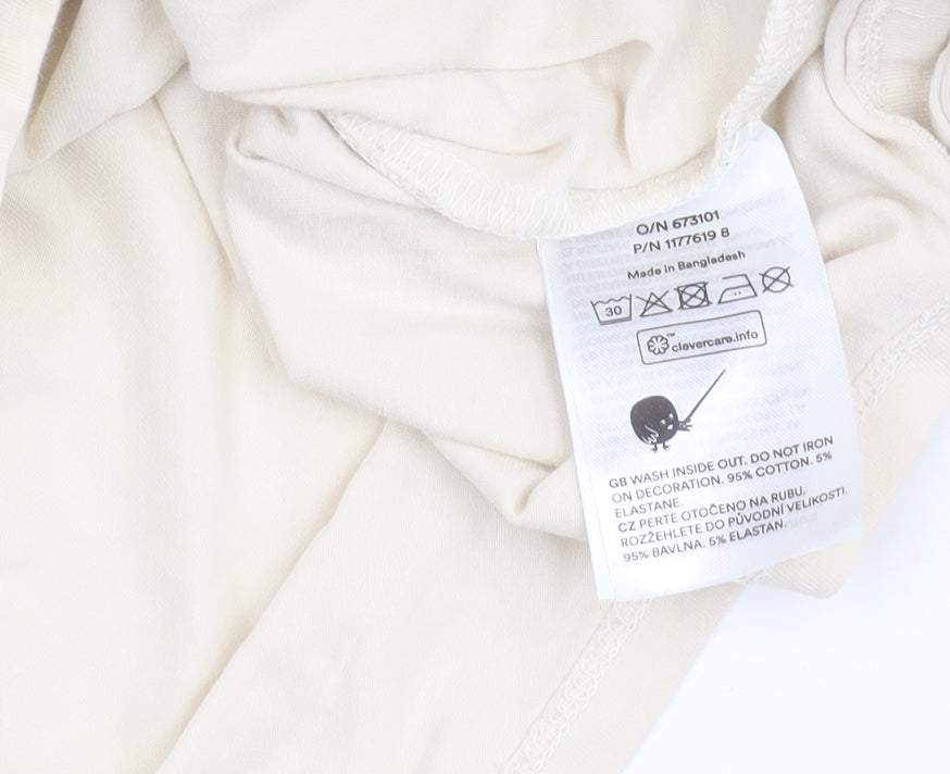 Womens UK Size M Monki Beige Cropped T-Shirt