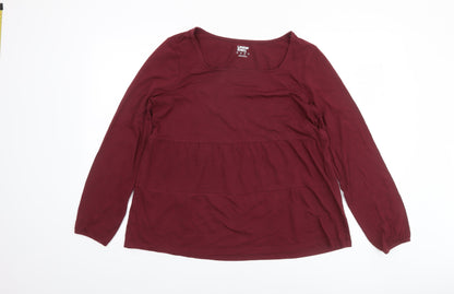 Lands' End Women's Red Long Sleeve Tunic Blouse UK M