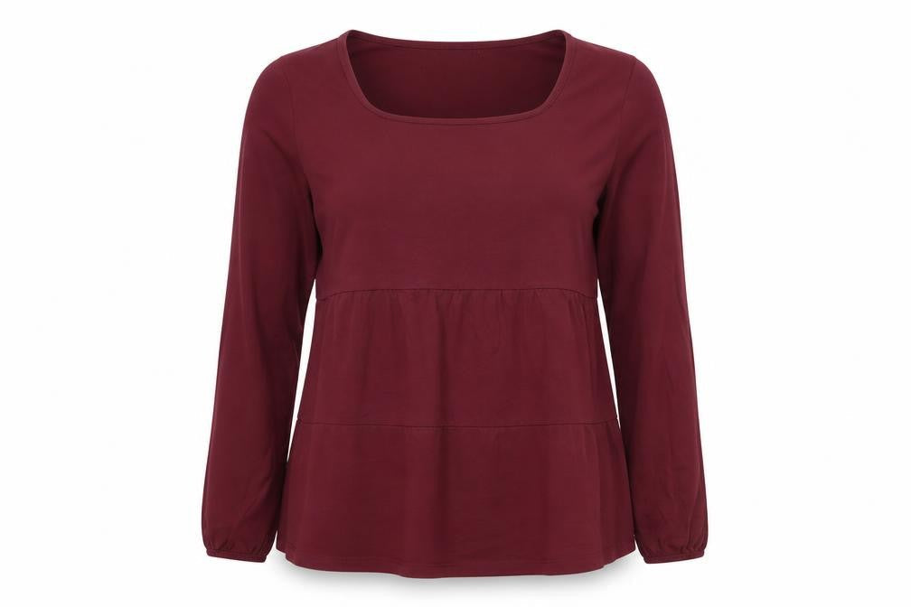 Womens UK Size M Lands' End Red Tunic Blouse