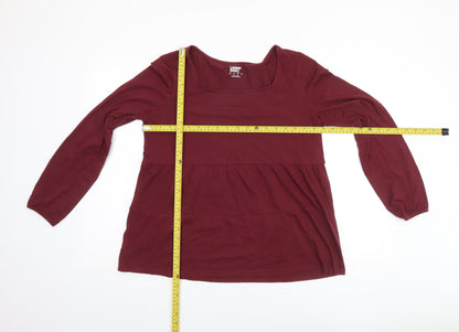 Lands' End Women's Red Long Sleeve Tunic Blouse UK M