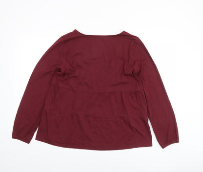 Lands' End Women's Red Long Sleeve Tunic Blouse UK M