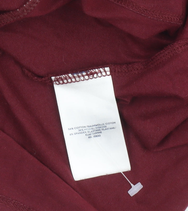 Lands' End Women's Red Long Sleeve Tunic Blouse UK M