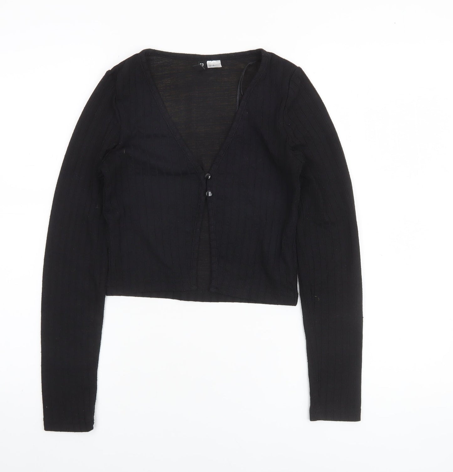 Womens UK Size XS H&M Black Cropped Blouse