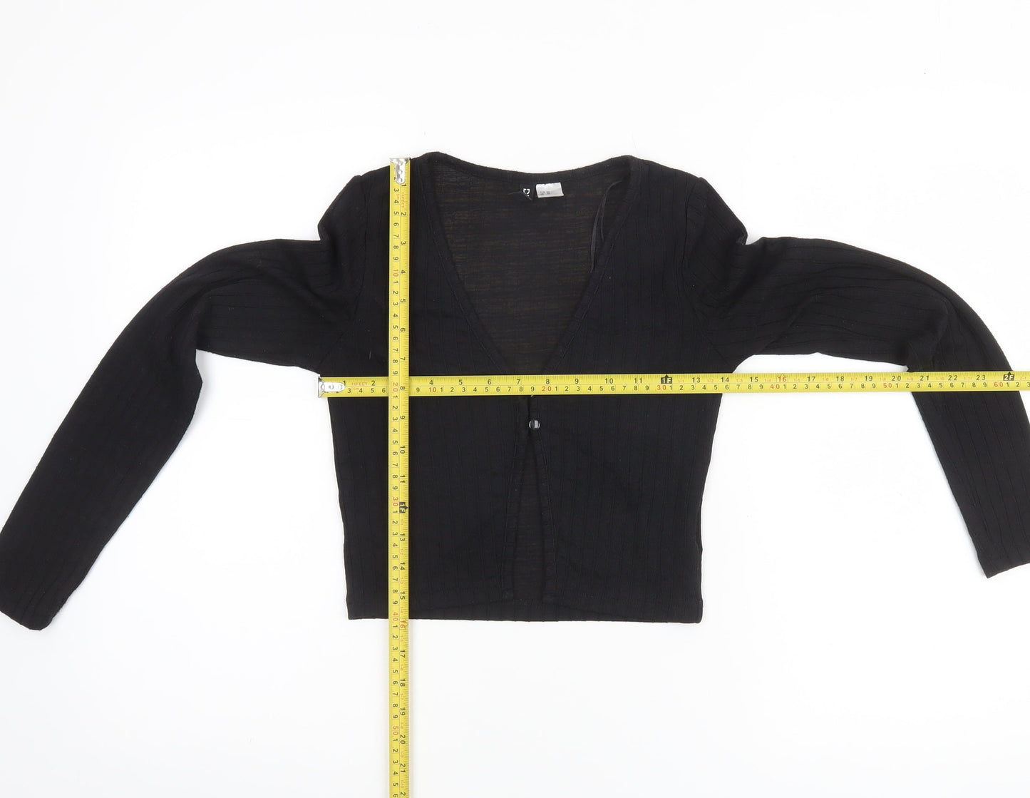 Womens UK Size XS H&M Black Cropped Blouse