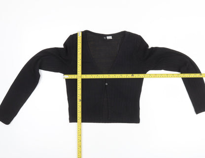 Womens UK Size XS H&M Black Cropped Blouse