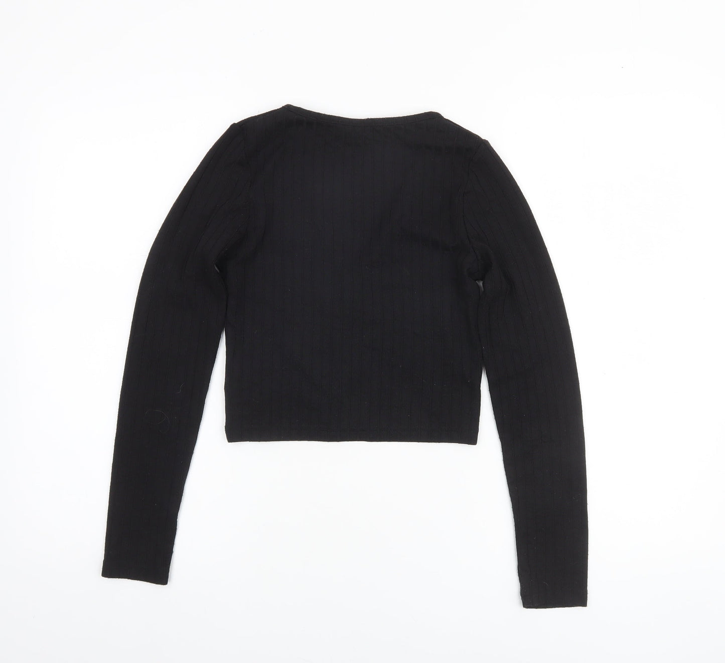 Womens UK Size XS H&M Black Cropped Blouse