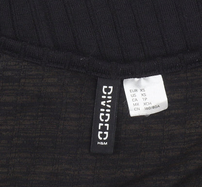 Womens UK Size XS H&M Black Cropped Blouse
