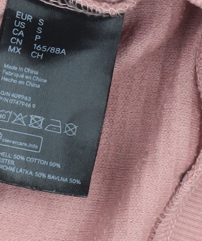 H&M Divided Women's Pink 1/4 Zip Cropped Sweatshirt Size S Cotton Blend