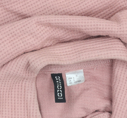 H&M Divided Women's Pink 1/4 Zip Cropped Sweatshirt Size S Cotton Blend