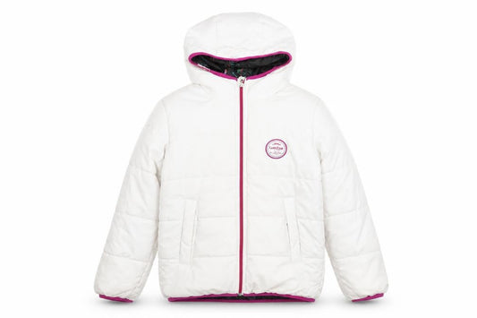 Decathlon Girls White Hooded Puffer Jacket 8 Years Winter Lined Zip Coat