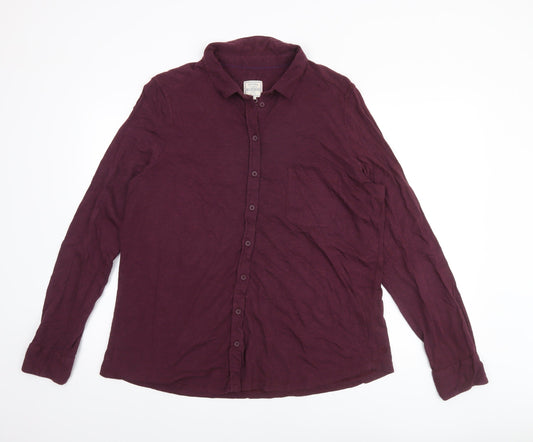 Fat Face Women's Burgundy Long Sleeve Button-Up Shirt UK 18 Cotton Modal