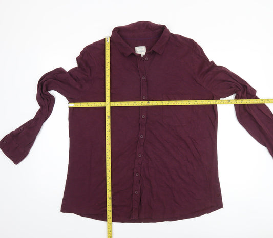 Fat Face Women's Burgundy Long Sleeve Button-Up Shirt UK 18 Cotton Modal