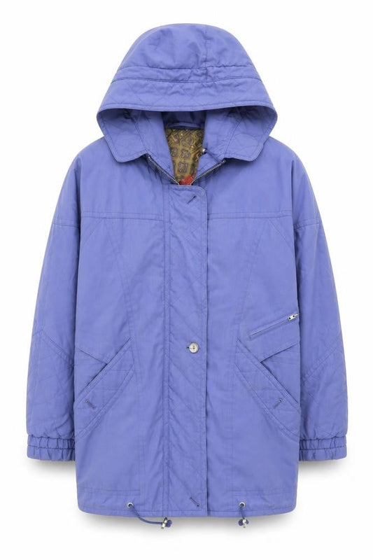 Marks & Spencer Women Blue Hooded Parka Coat UK 12 Polyester Cotton
