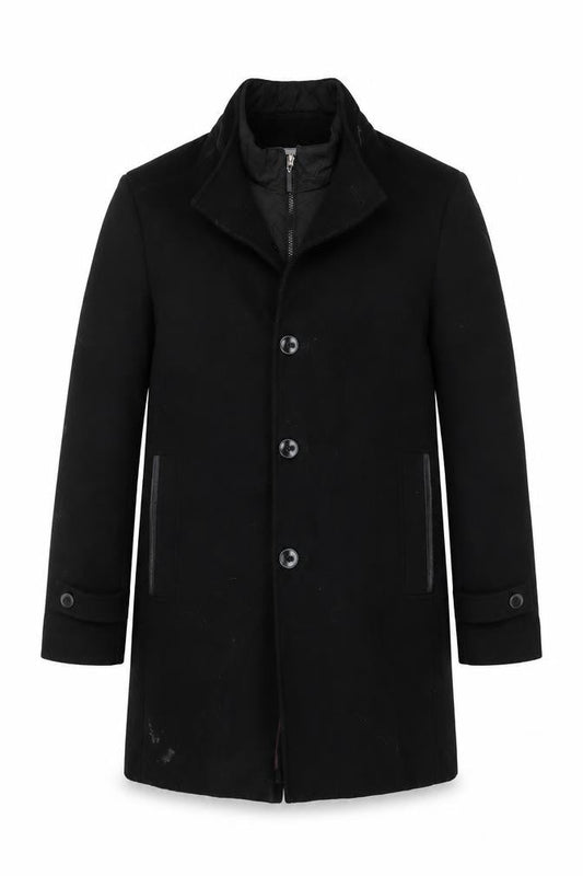 Mens UK Size 50 WEIS Black Overcoat