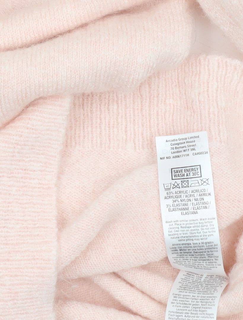 Dorothy Perkins Women Pink Sequin Trim Crew Neck Pullover Jumper UK 10