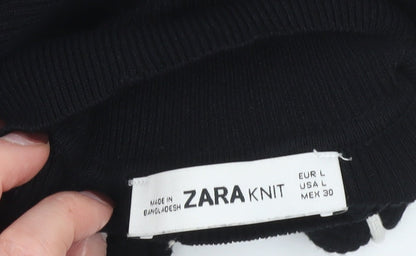 Womens UK Size 14 Zara Black Full Zip Jumper