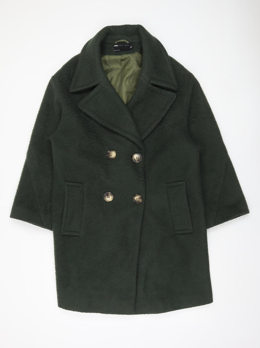 ASOS DESIGN Men's Green Polyester Mid-Length Overcoat Size S