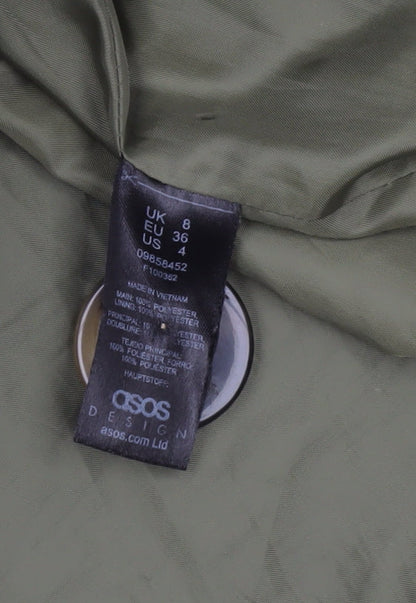 ASOS DESIGN Men's Green Polyester Mid-Length Overcoat Size S