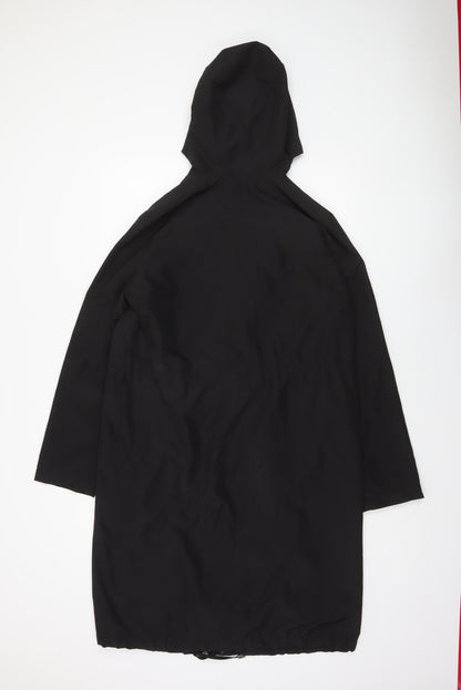 New Look Womens Black Long Hooded Rain Coat Size 14