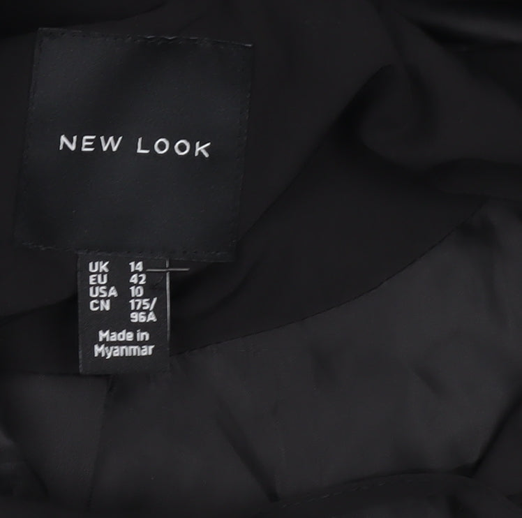 New Look Womens Black Long Hooded Rain Coat Size 14