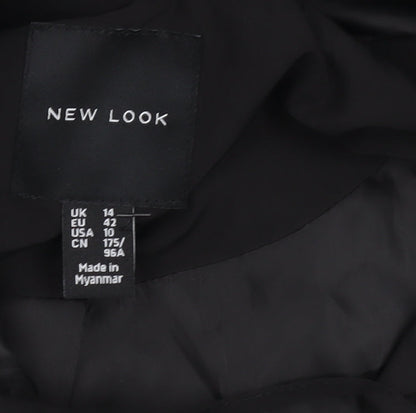 New Look Womens Black Long Hooded Rain Coat Size 14