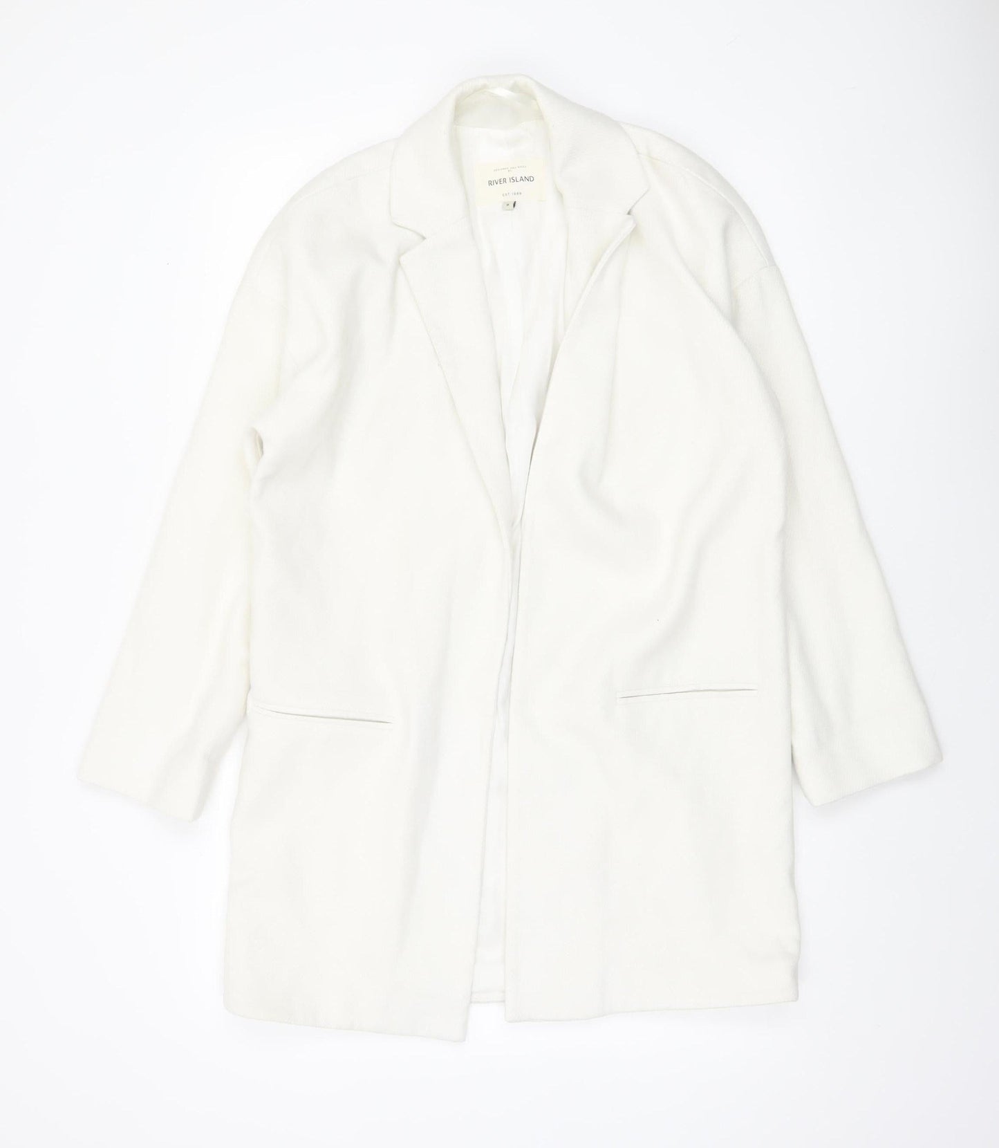 Womens UK Size 8 River Island White Overcoat