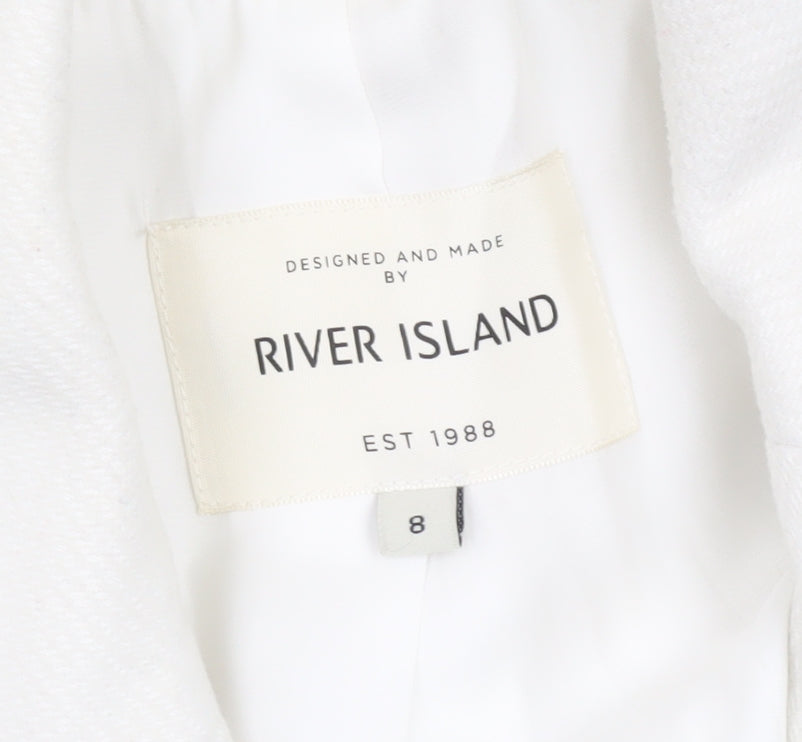 Womens UK Size 8 River Island White Overcoat