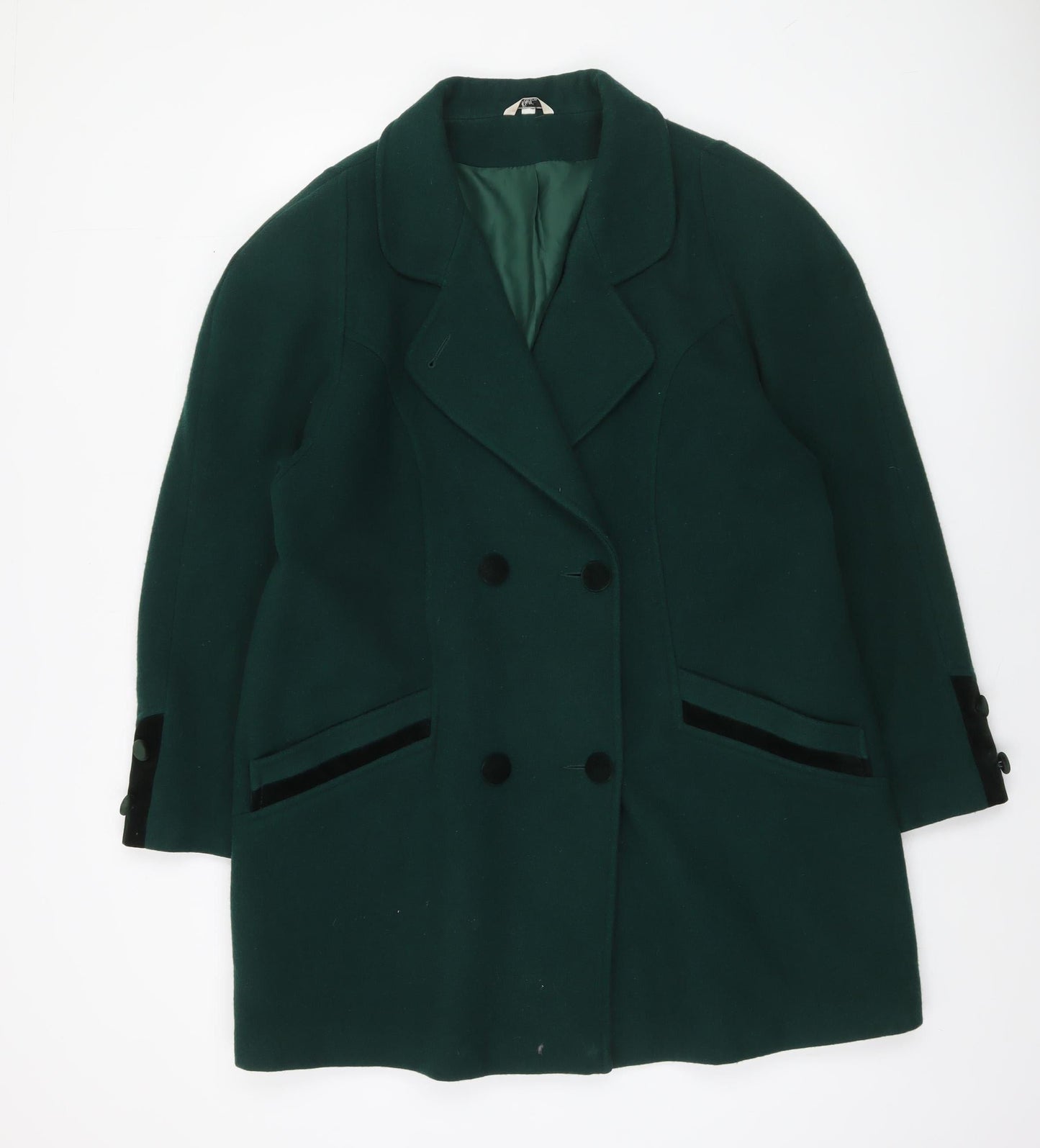 Klass Collection Women's Green Wool Blend Pea Coat Size 16