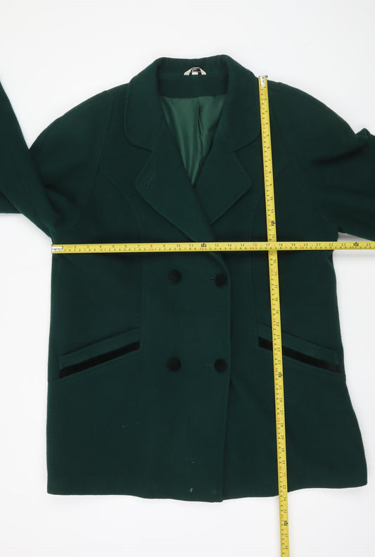 Klass Collection Women's Green Wool Blend Pea Coat Size 16